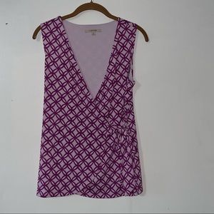 41 HAWTHORN Women Faux Wrap Top Stitch Fix Purple Printed Sleeveless Size Small